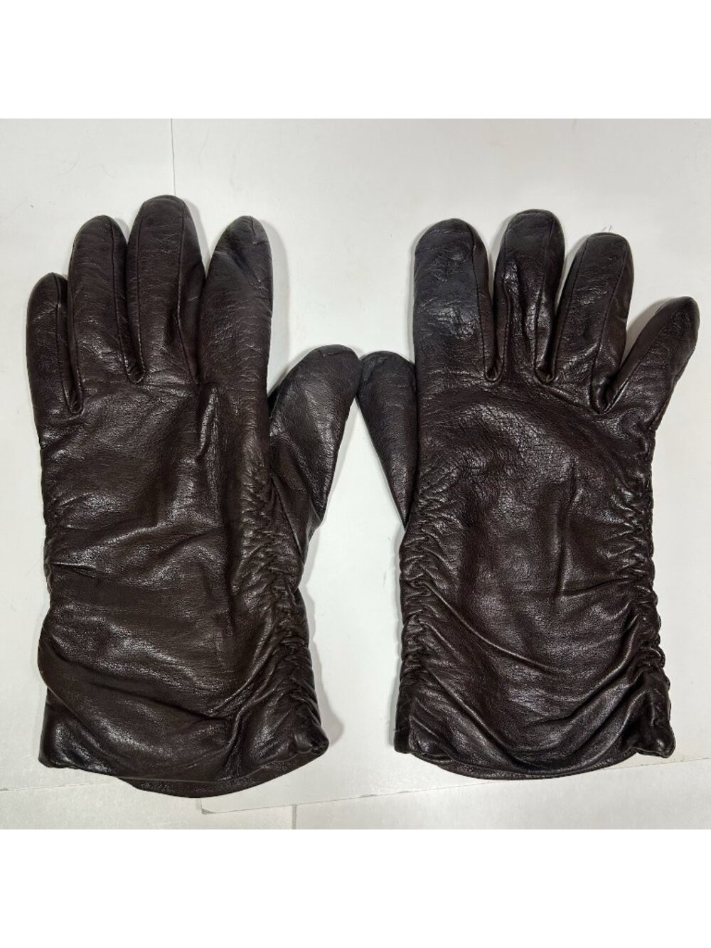Brooks Brothers 346 Women Leather Gloves Brown Cashmere Wool Lined Soft Sz 7.5